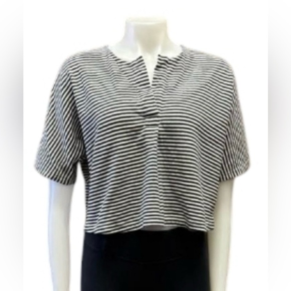Madewell Crop EUC Striped White/Black Size Medium - Picture 1 of 8